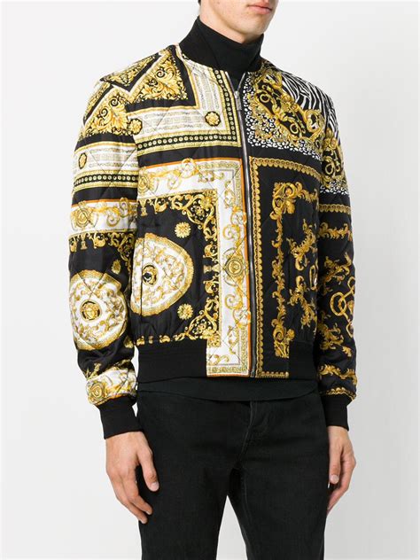 mens black versace coat|versace bomber jackets for men.